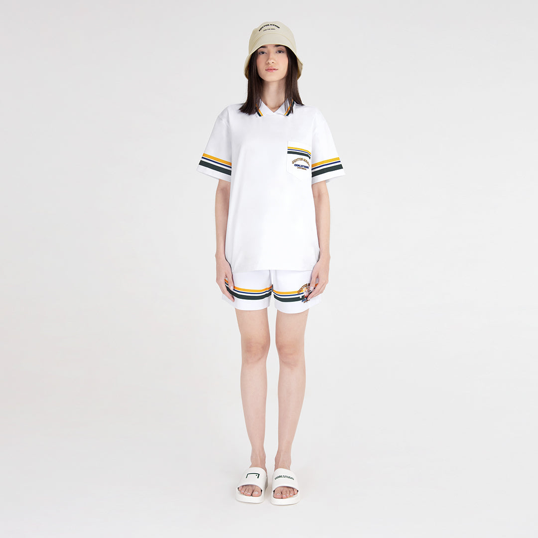 ゴールスタジオ A-SKIN リオ ビーチ カトレヤ アートワーク ポロ Tシャツ ホワイト