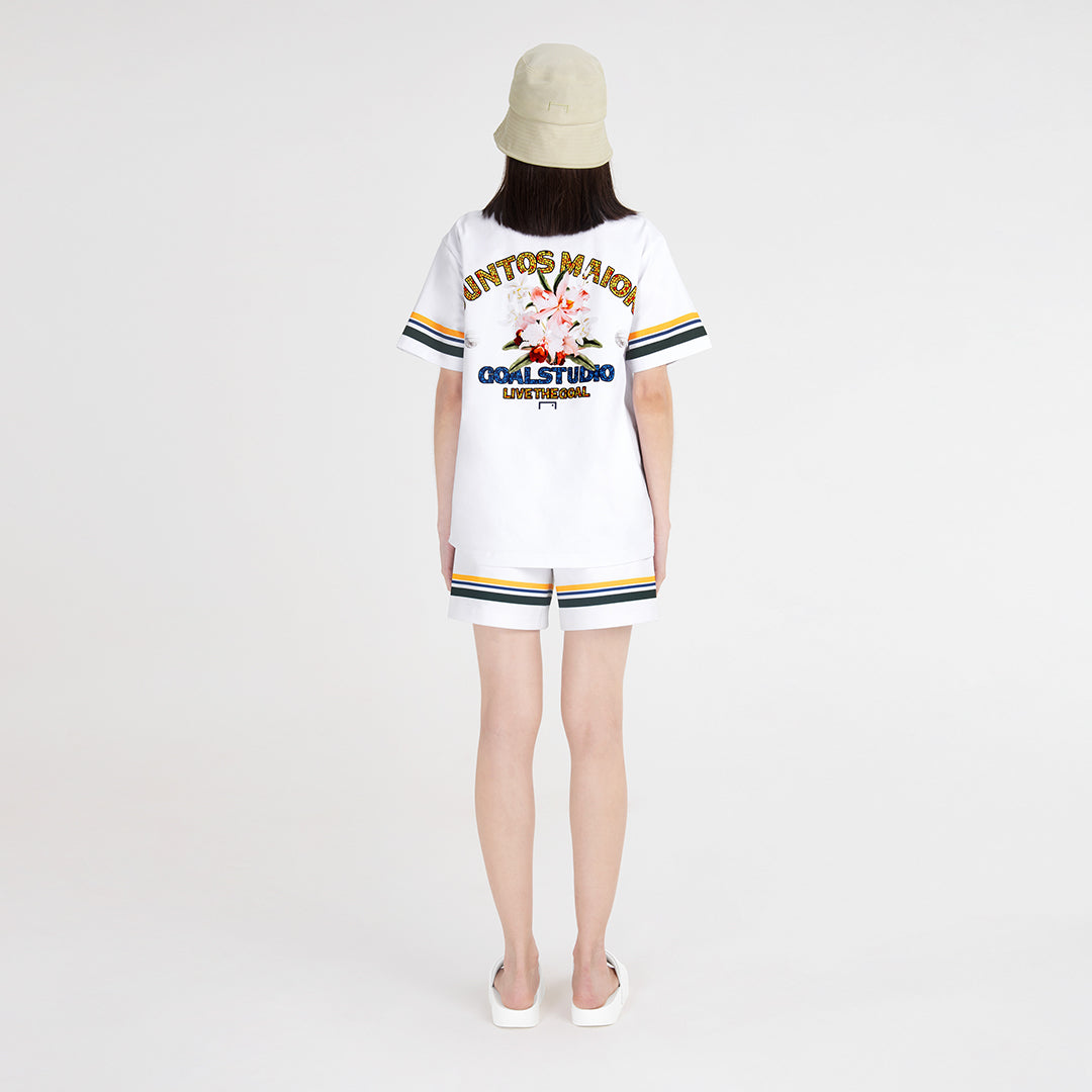 ゴールスタジオ A-SKIN リオ ビーチ カトレヤ アートワーク ポロ Tシャツ ホワイト