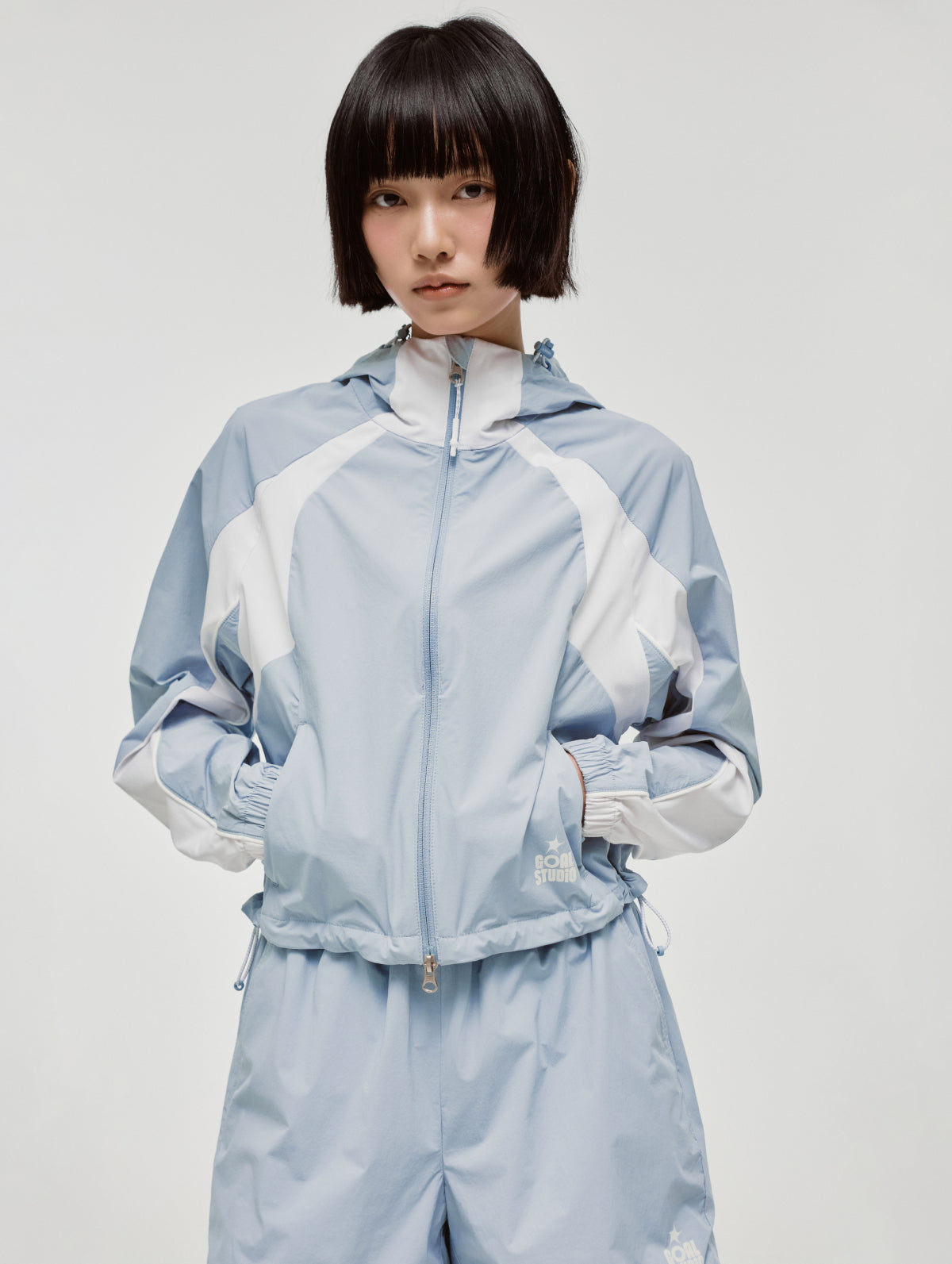 W'S COLOR-BLOCK JACKET - SKYBLUE