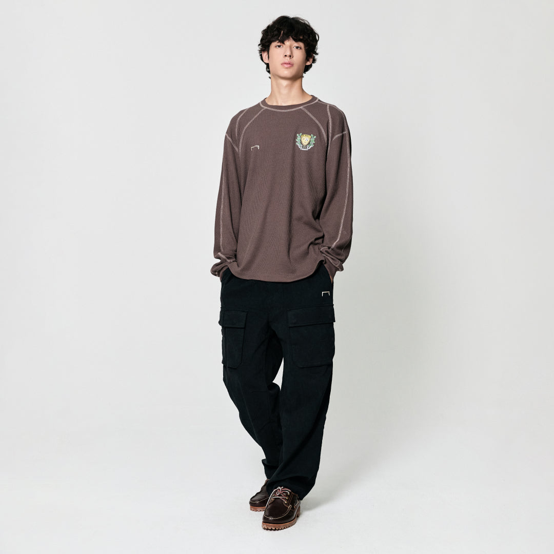 ゴールスタジオ ワッフル ロング スリーブ ティー インディー パープル