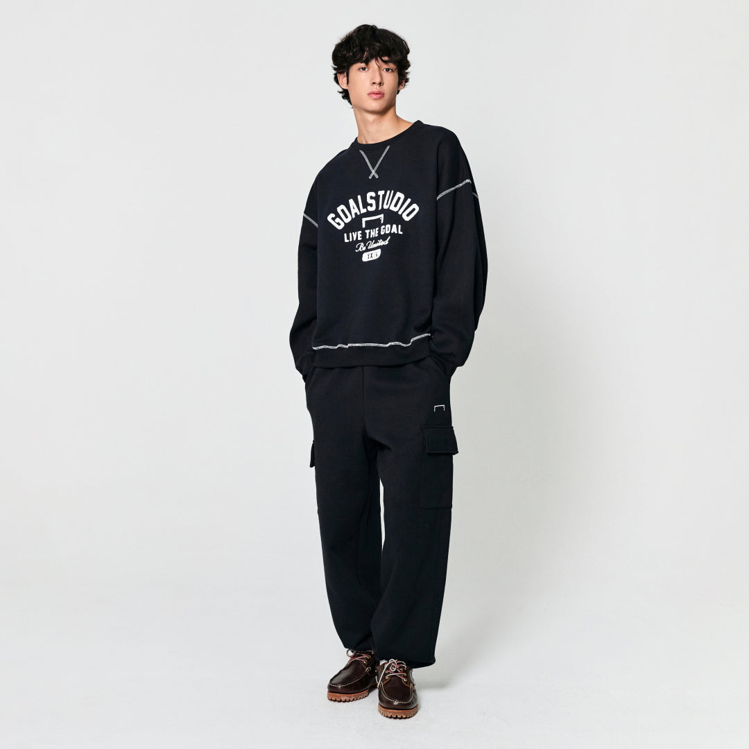 ゴールスタジオ バーシティ ブラッシュド スウェット ネイビー