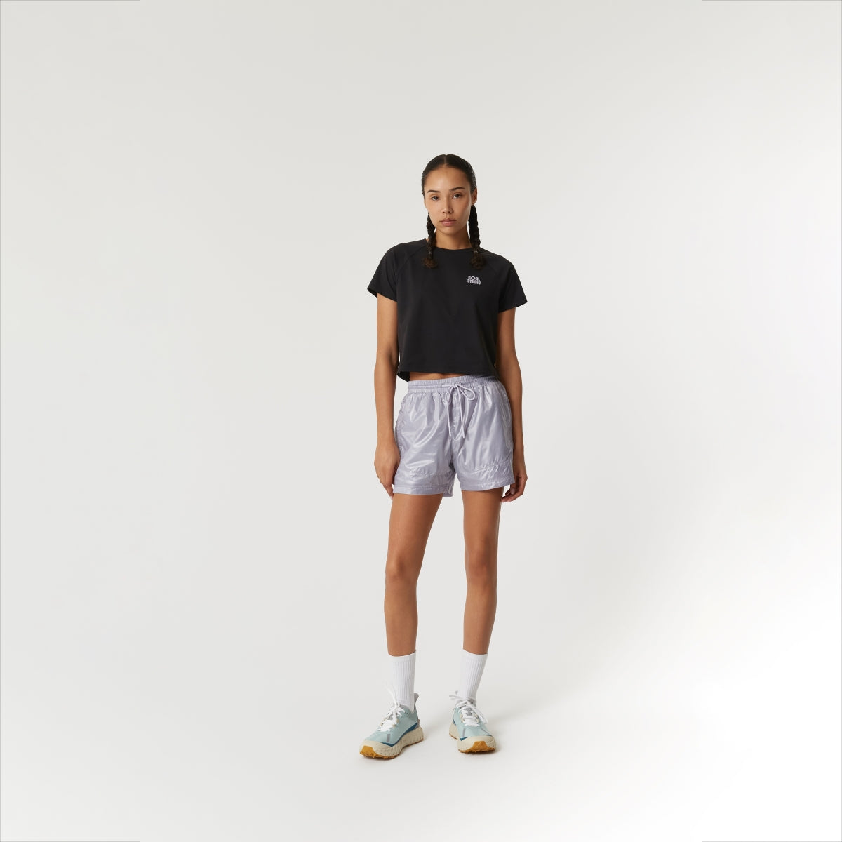 ゴールスタジオ グロッシー メッシュ ライン ショーツ ラベンダー