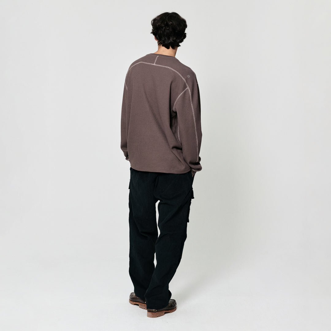 ゴールスタジオ ワッフル ロング スリーブ ティー インディー パープル