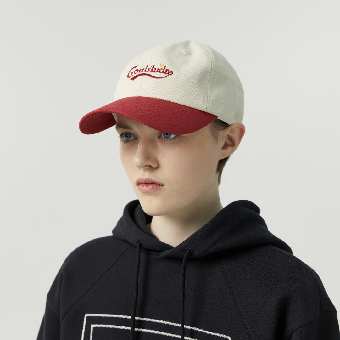 ゴールスタジオ エフシー ヴィンテージ ボール キャップ アイボリー&レッド