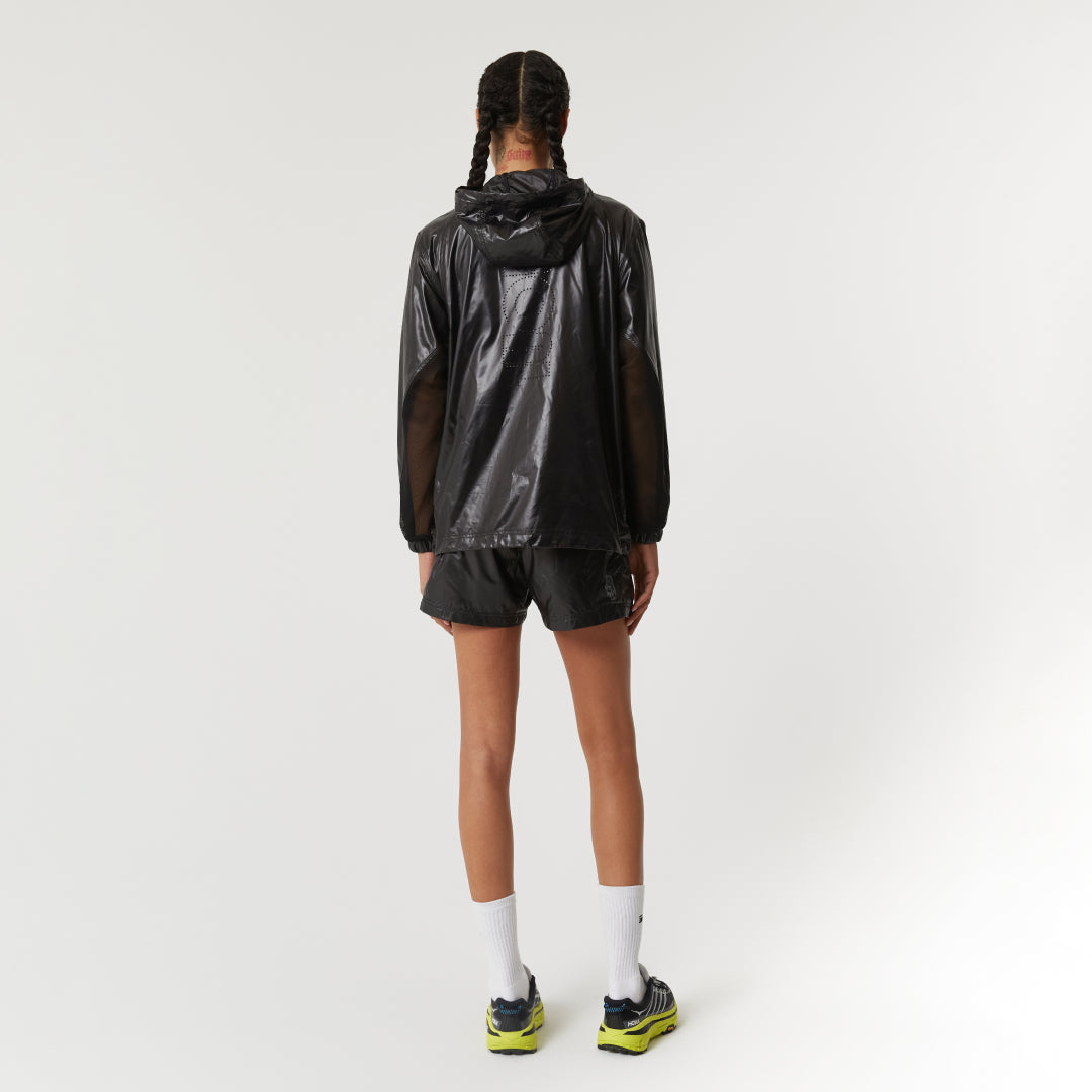 ゴールスタジオ グロッシー フーデッド ライトウェイト ジャケット ブラック