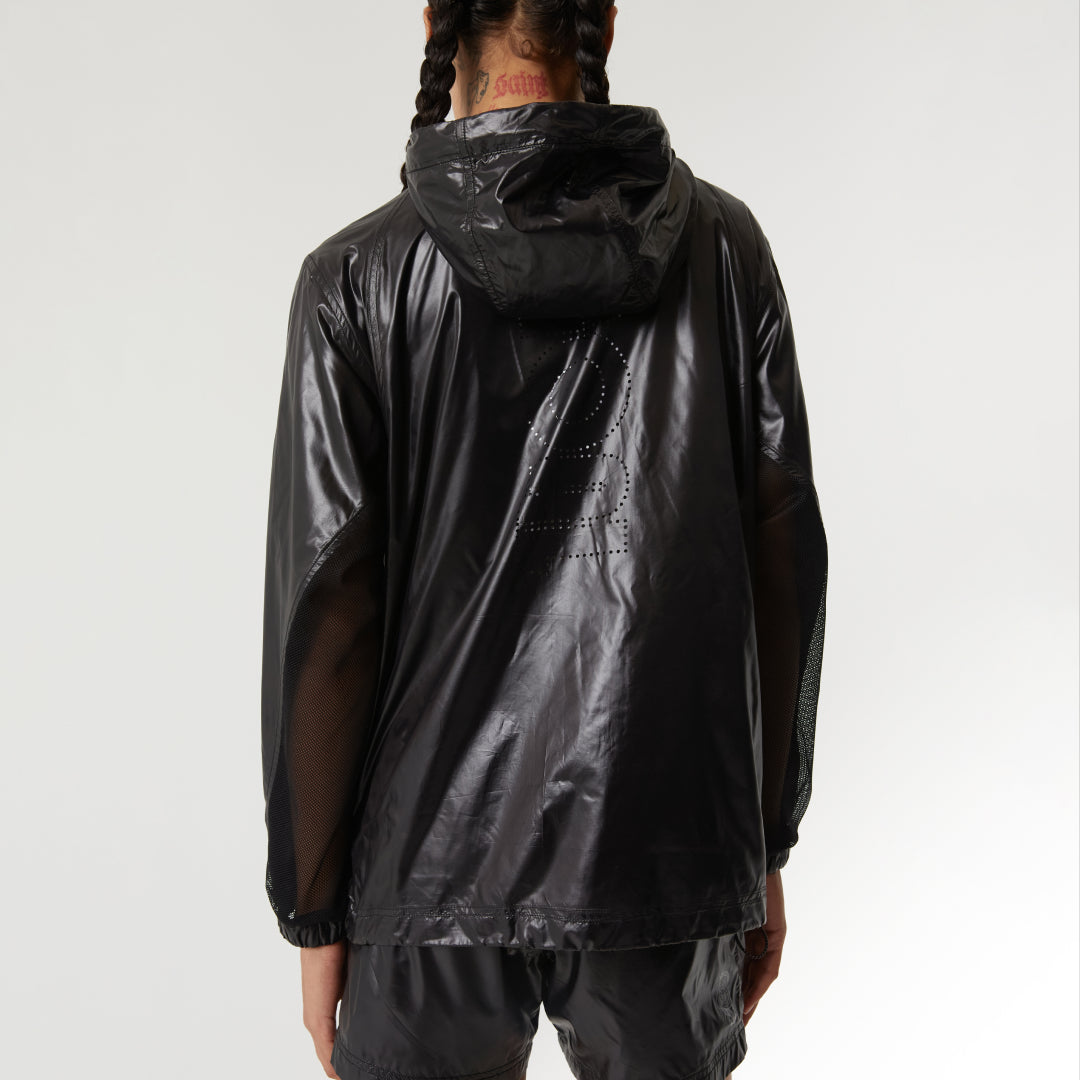 ゴールスタジオ グロッシー フーデッド ライトウェイト ジャケット ブラック