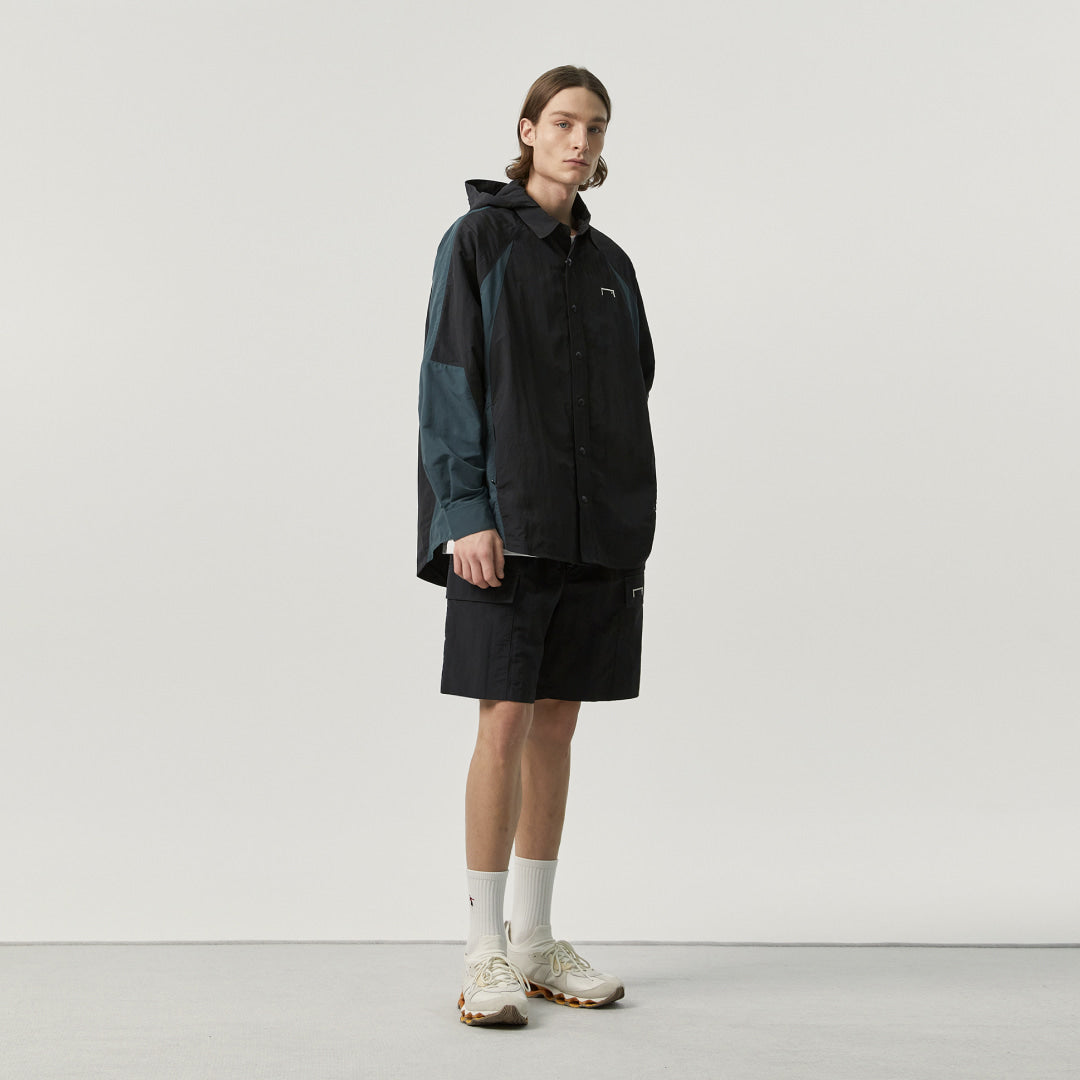 ゴールスタジオ リップストップ オーバーサイズド シャツ ジャケット ダーク グリーン