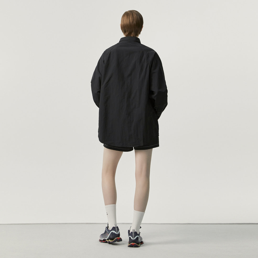 ゴールスタジオ リップストップ オーバーサイズド シャツ ジャケット ブラック