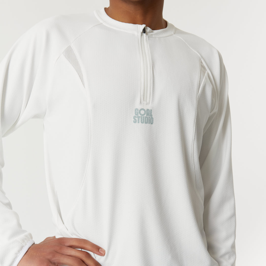 ゴールスタジオ メンズ ロング スリーブ クォーター ジップ アップ ホワイト