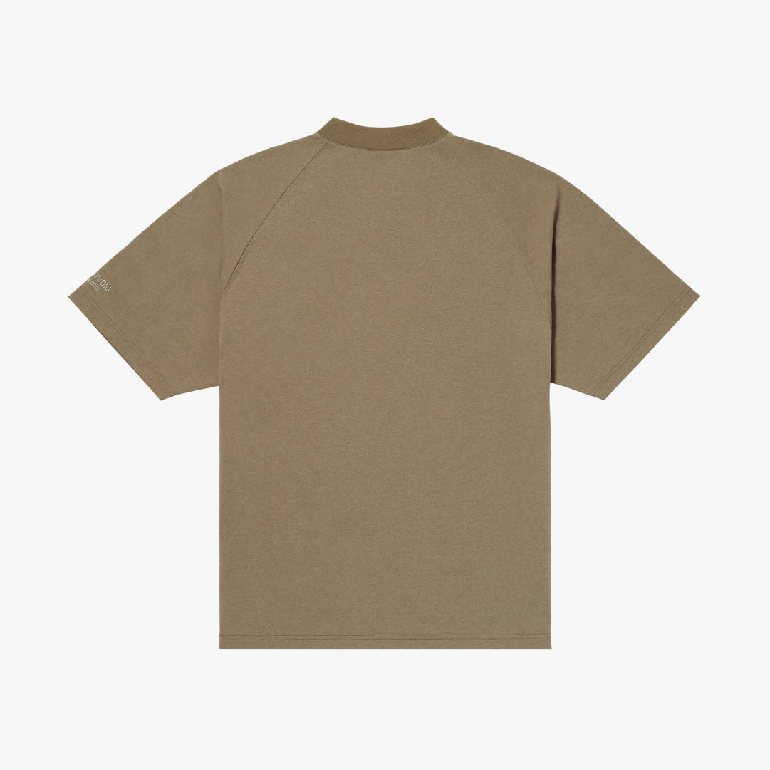 ゴールスタジオ エアドライ A-skin ヘンリーネック Tシャツ ベージュ
