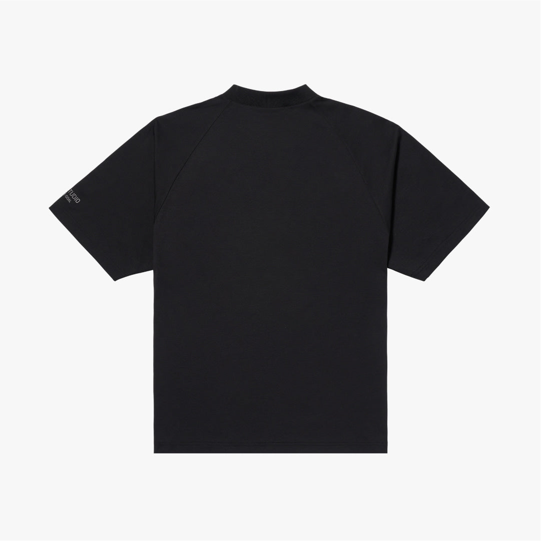 ゴールスタジオ エアドライ A-skin ヘンリーネック Tシャツ ブラック