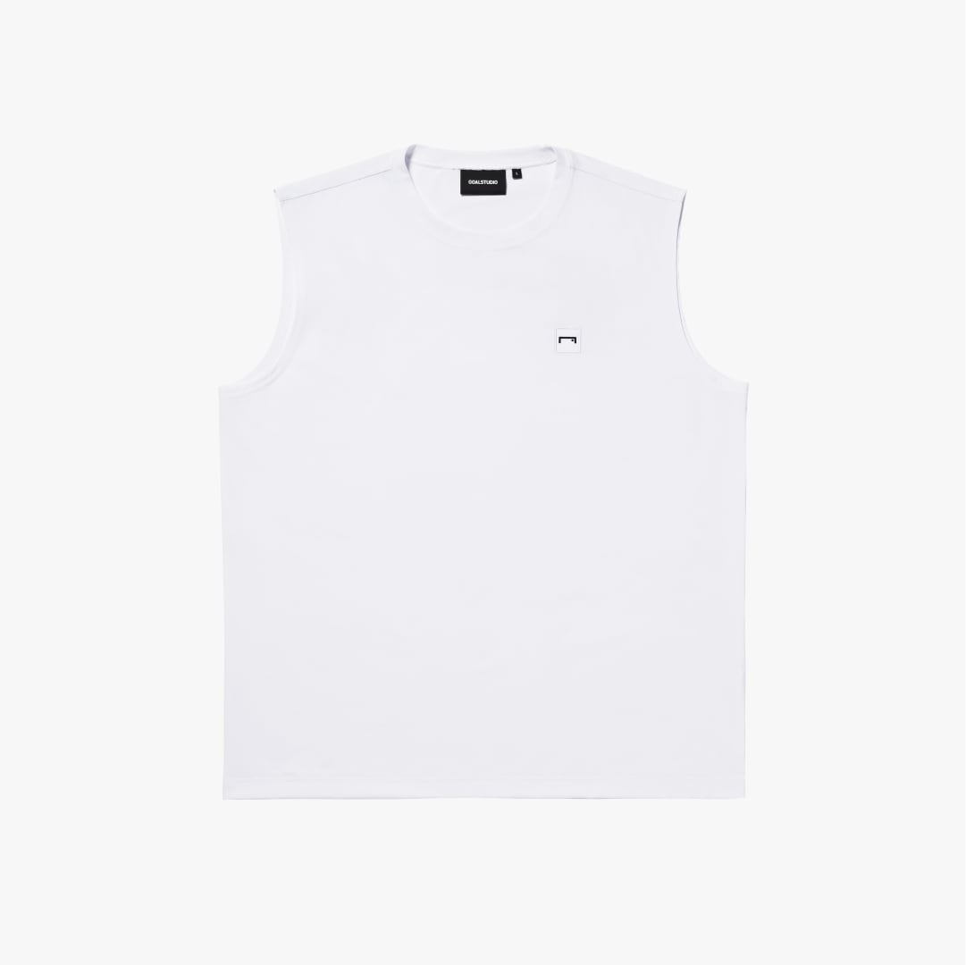 ゴールスタジオ エアドライ A-skin ビッグロゴ ノースリーブ Tシャツ ホワイト