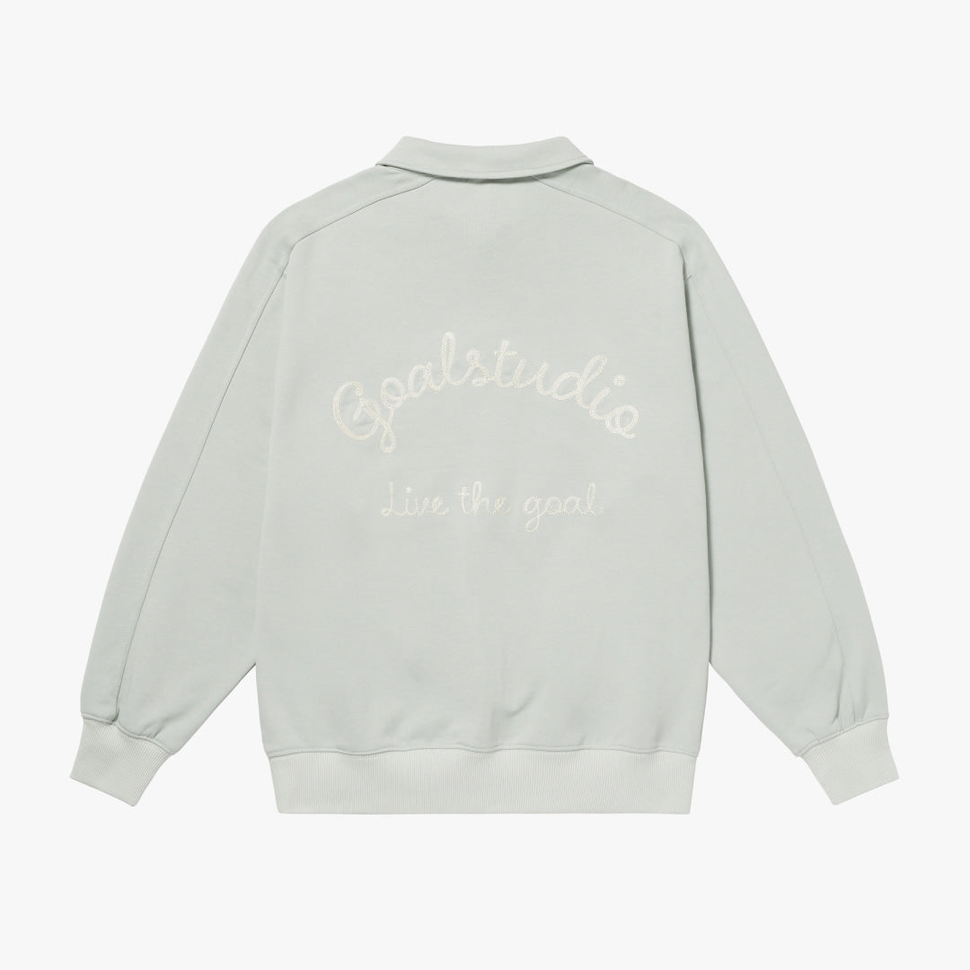 ゴールスタジオ レターリング ロゴ クォーター ジップ アップ ミント