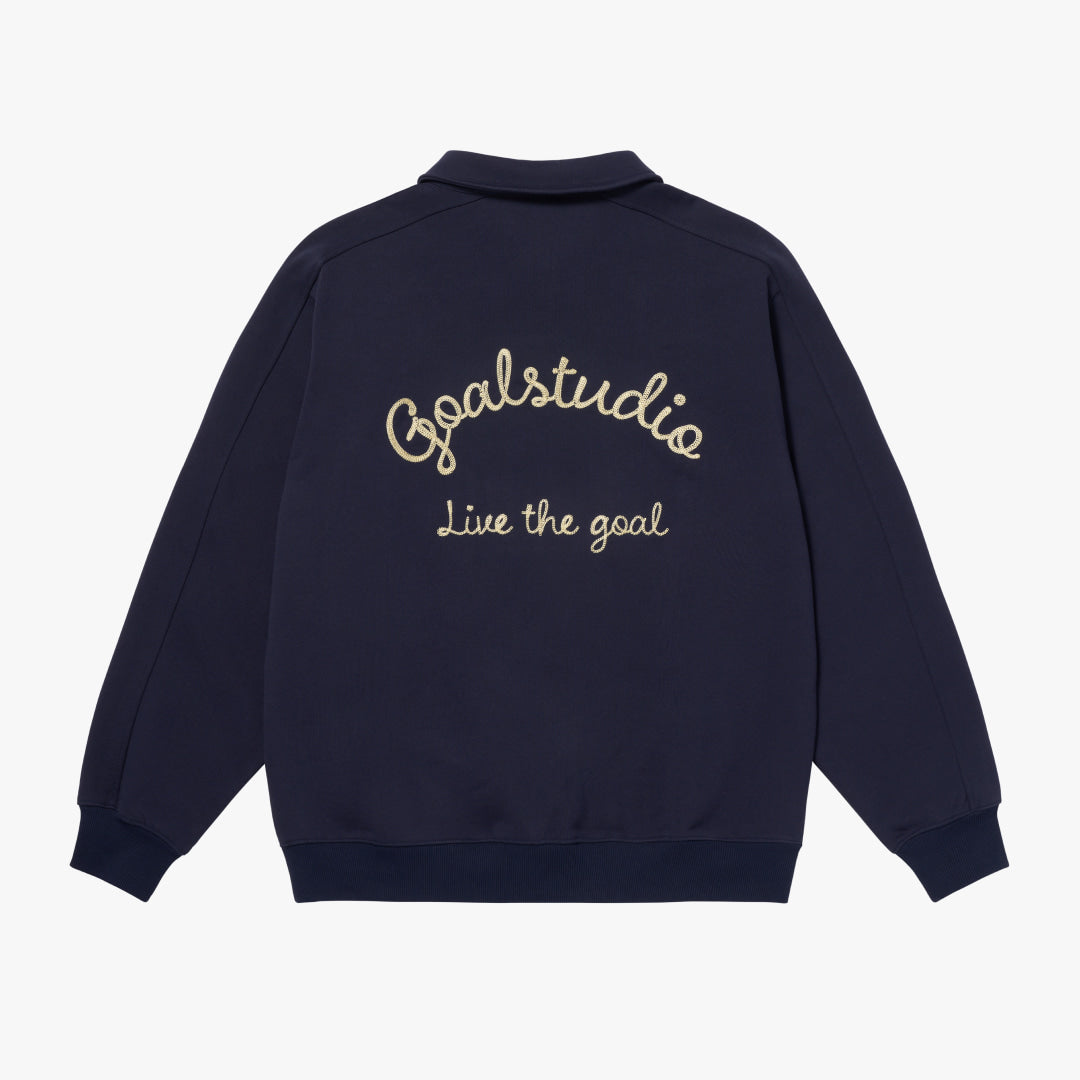 ゴールスタジオ レターリング ロゴ クォーター ジップ アップ ネイビー