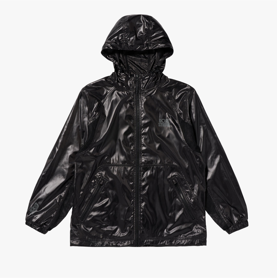 ゴールスタジオ グロッシー フーデッド ライトウェイト ジャケット ブラック