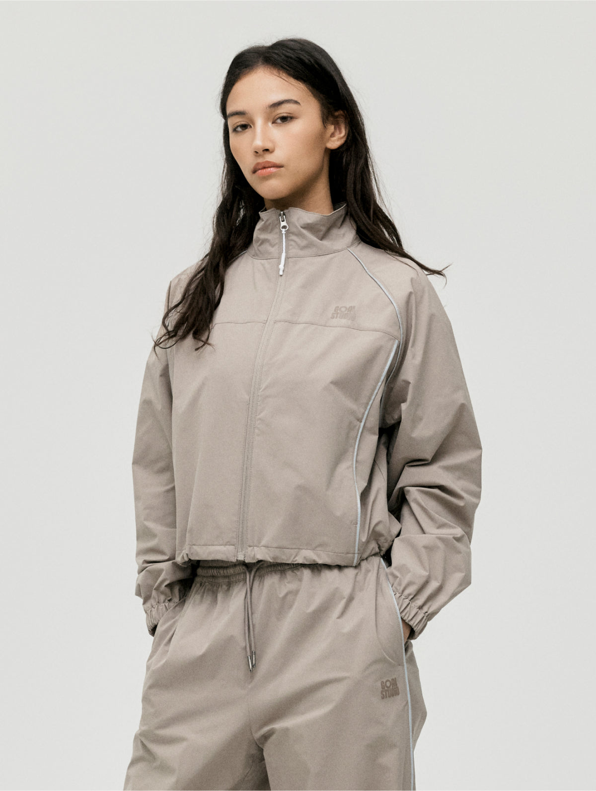 W'S STRETCH TRACK JACKET - DARK BEIGE