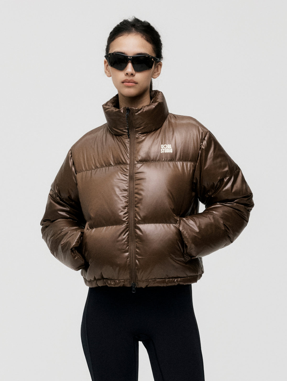 W'S CROPPED PUFFER DOWN JACKET - DARK BROWN