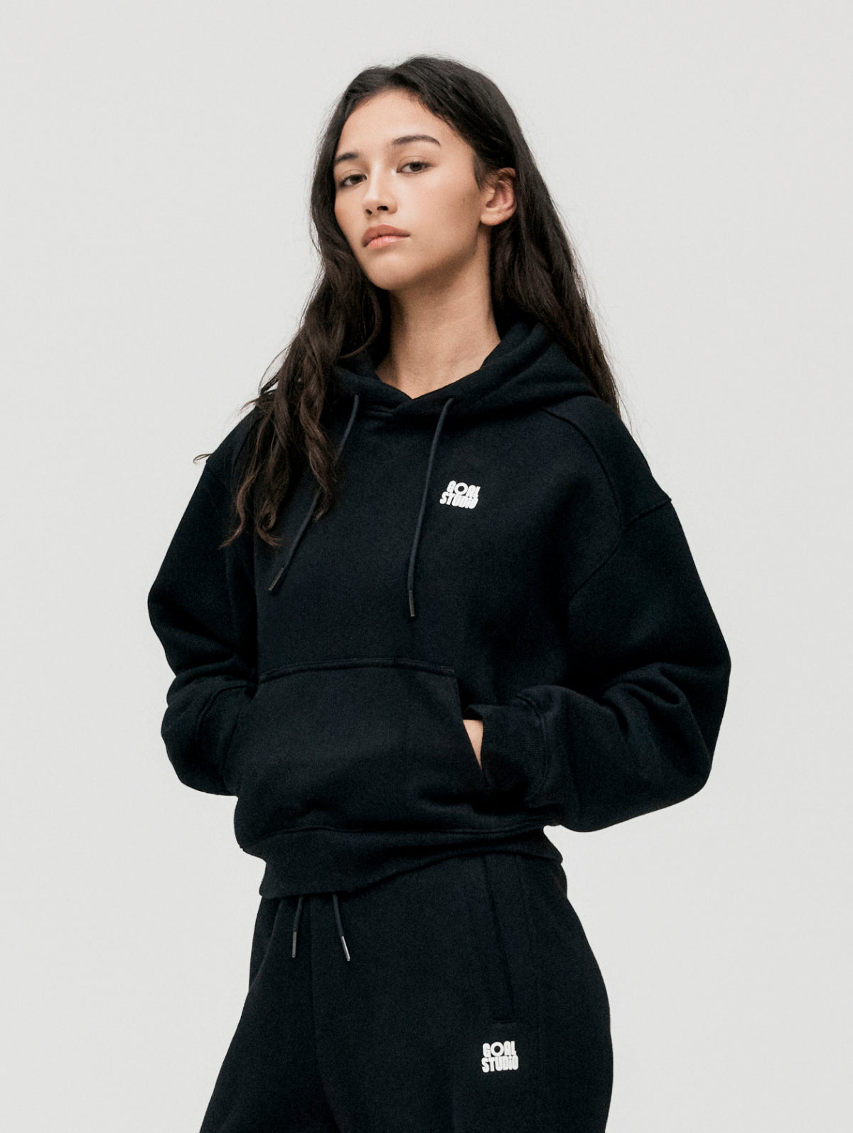 W'S ESSENTIAL BRUSHED HOODIE - BLACK