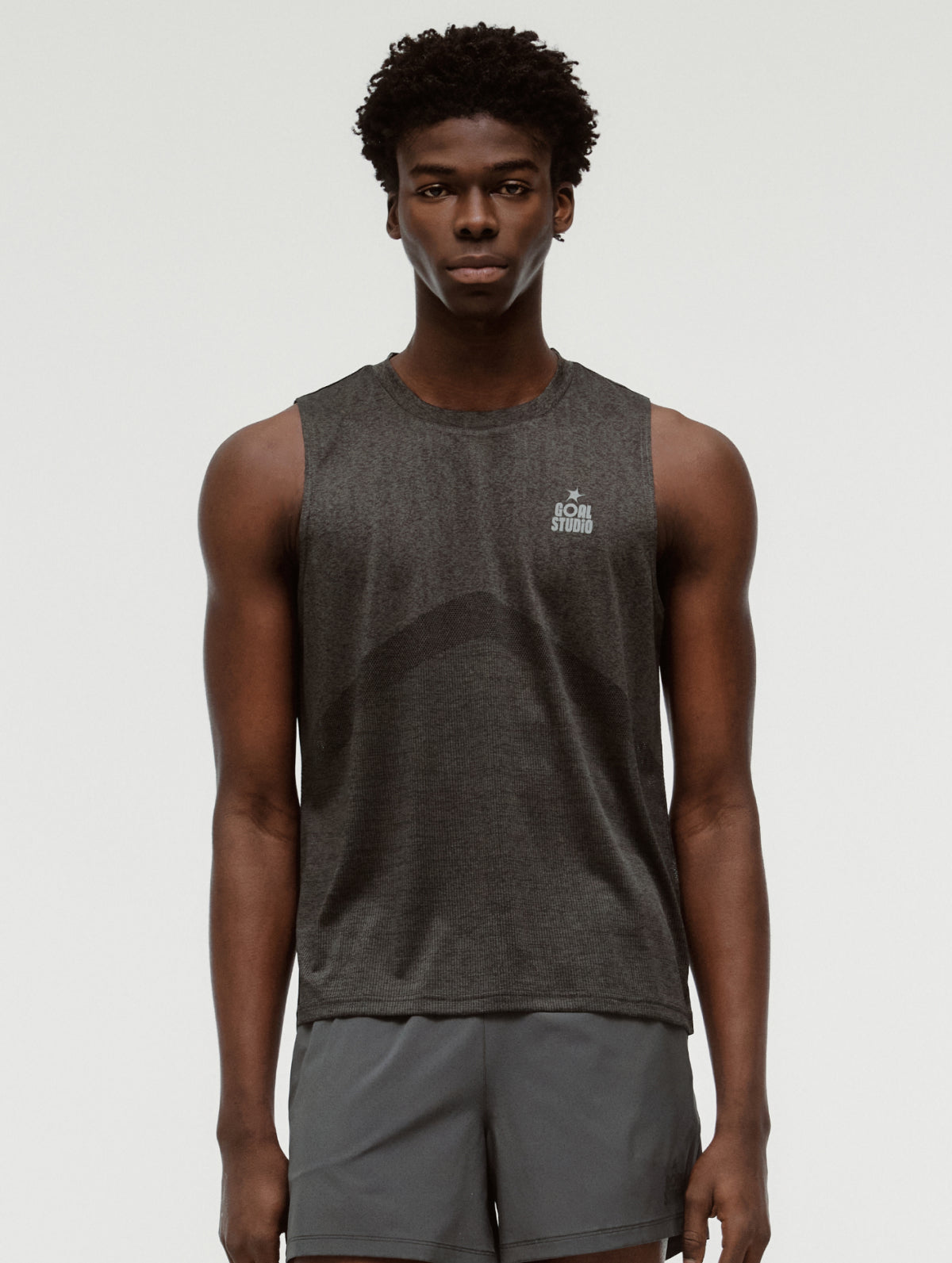 M'S JACQUARD SLEEVELESS - CHARCOAL