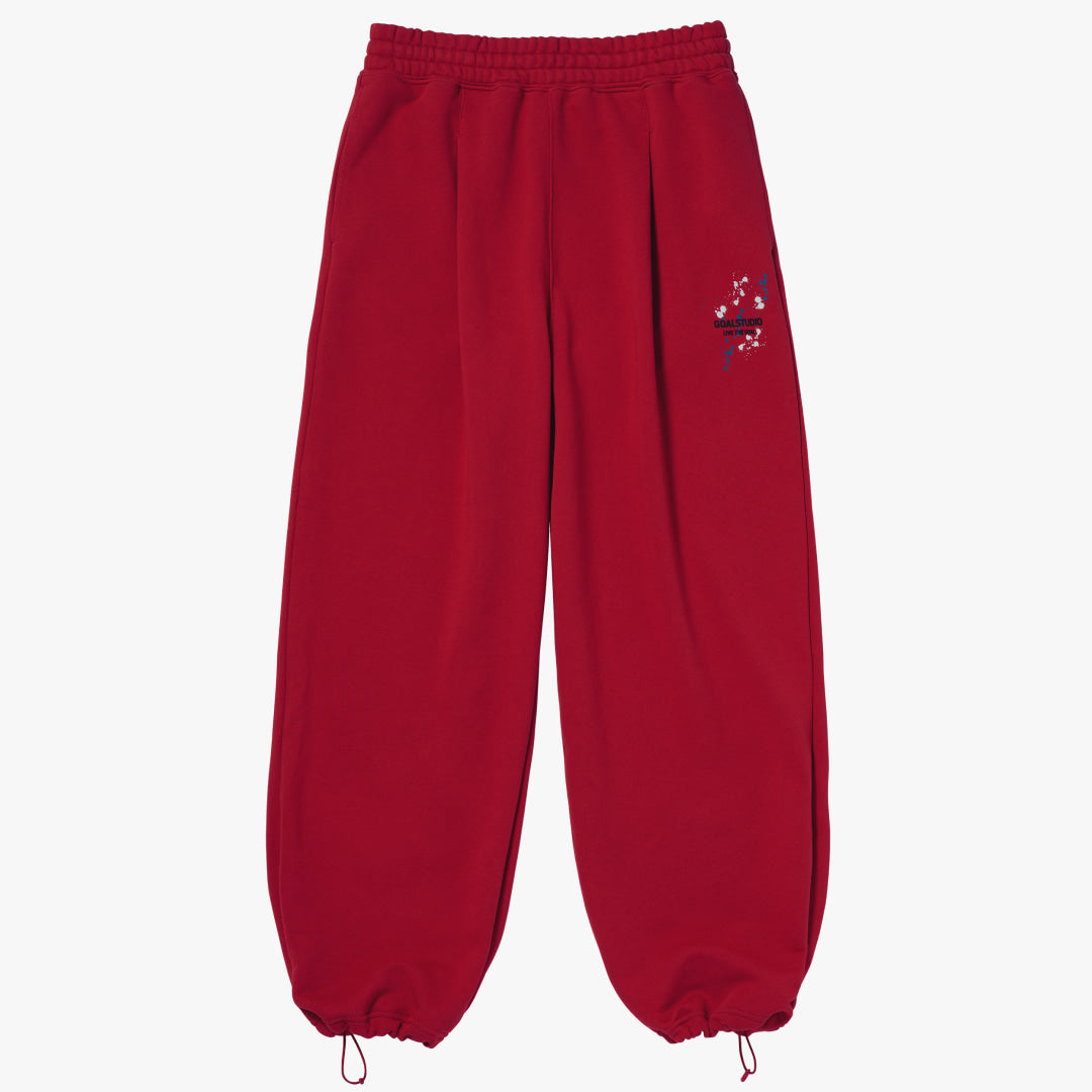 ゴールスタジオ エッセンシャル ペインテッド ワイドパンツ レッド