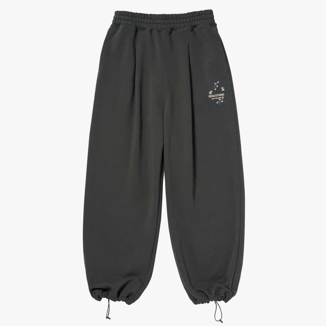 ゴールスタジオ エッセンシャル ペインテッド ワイドパンツ チャコール