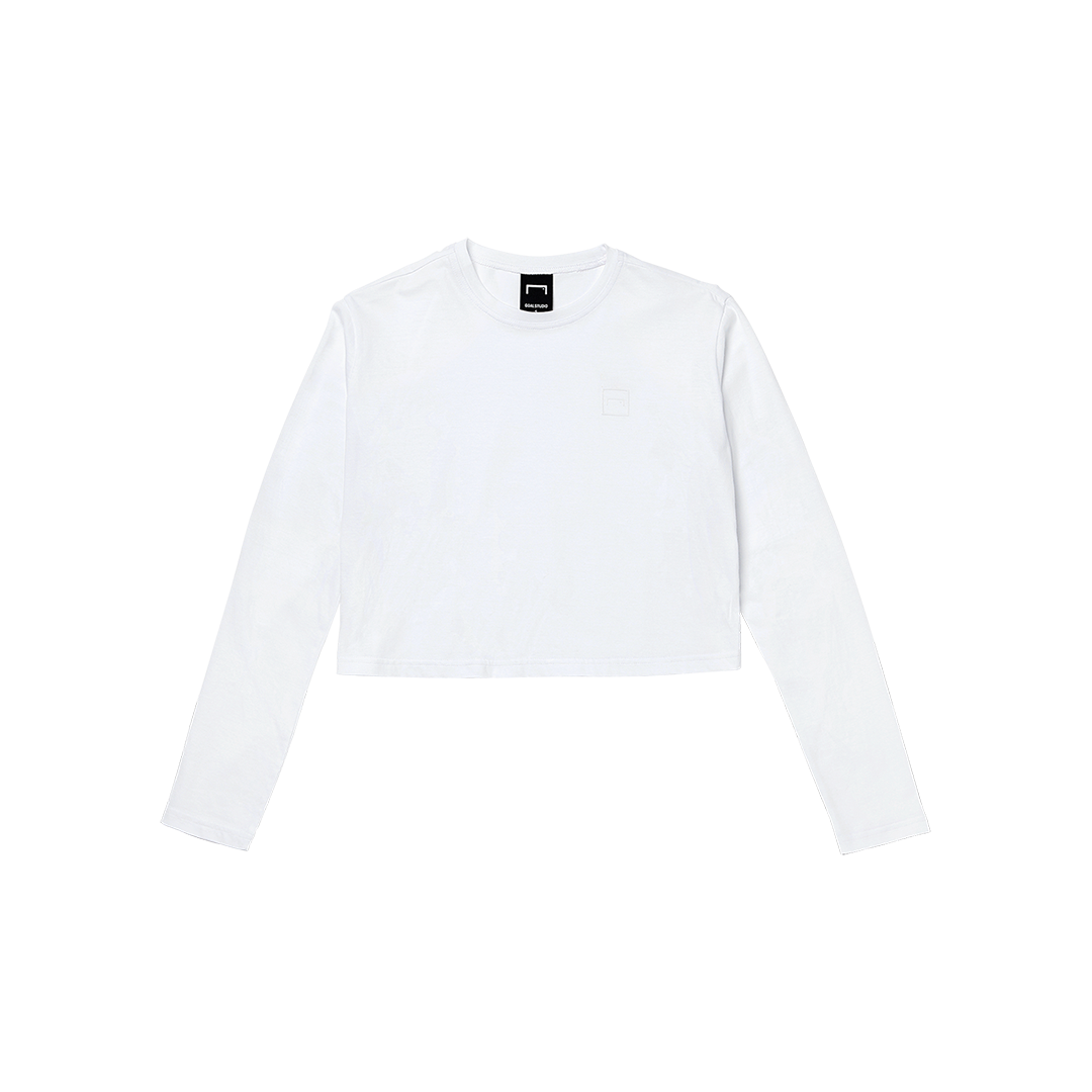 ゴールスタジオ シグネイチャー ウィメンズ クロップド ロングスリーブ Tシャツ ホワイト