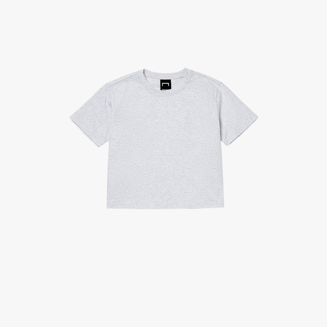 ゴールスタジオ シグネイチャー ウィメンズ クロップド Tシャツ メランジ グレー
