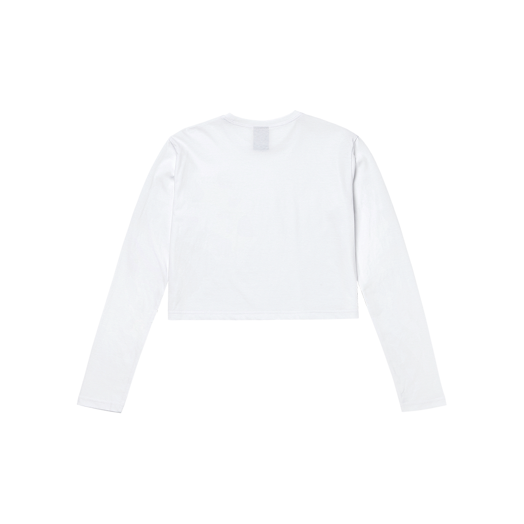 ゴールスタジオ シグネイチャー ウィメンズ クロップド ロングスリーブ Tシャツ ホワイト