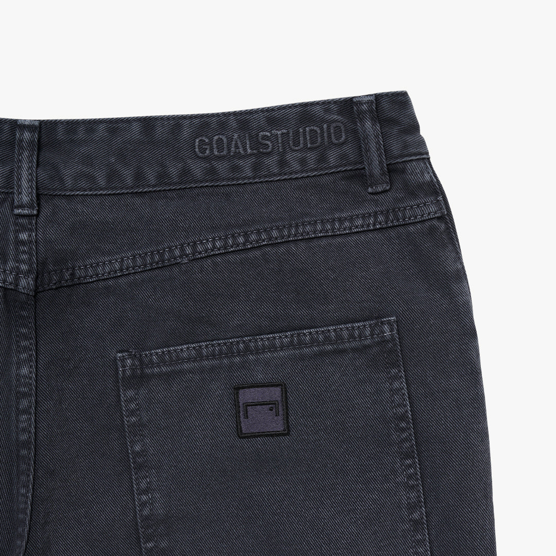 ゴールスタジオ ガーメントダイ ツイル ツイストパターン ロングパンツ チャコール