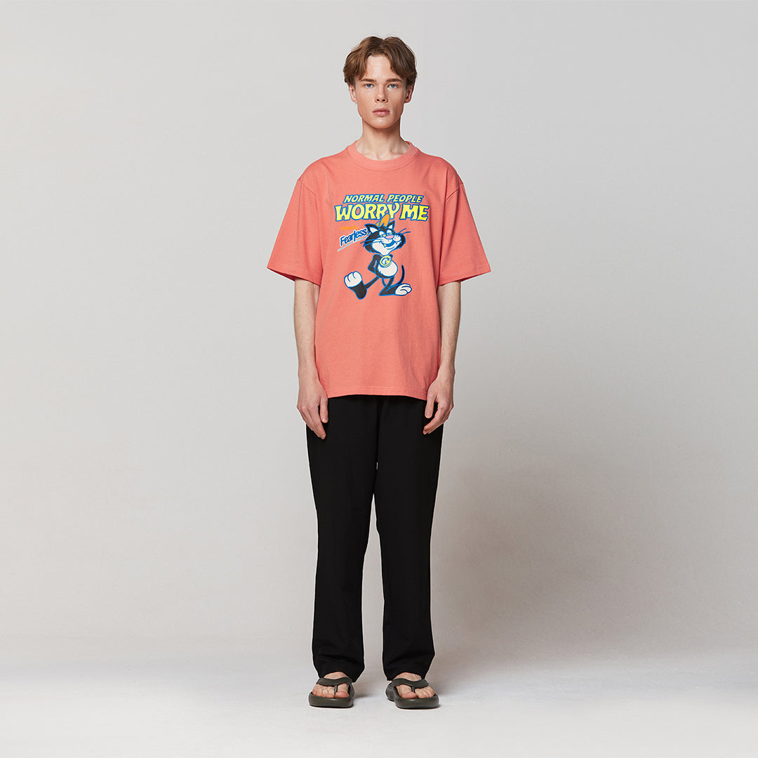 ゴールスタジオ フィアレス ビッグキャット 半袖 Tシャツ コーラルレッド