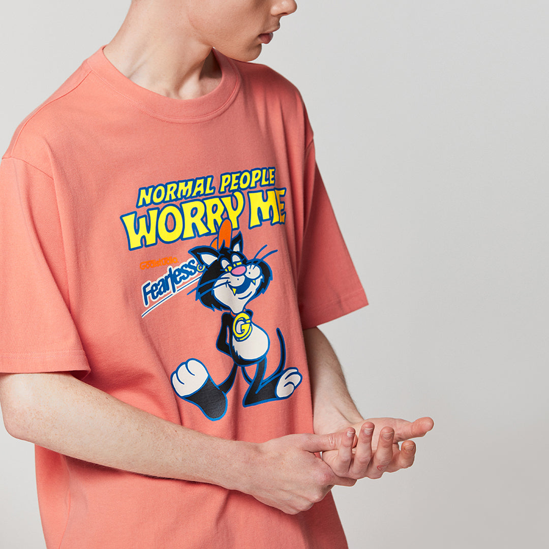 ゴールスタジオ フィアレス ビッグキャット 半袖 Tシャツ コーラルレッド