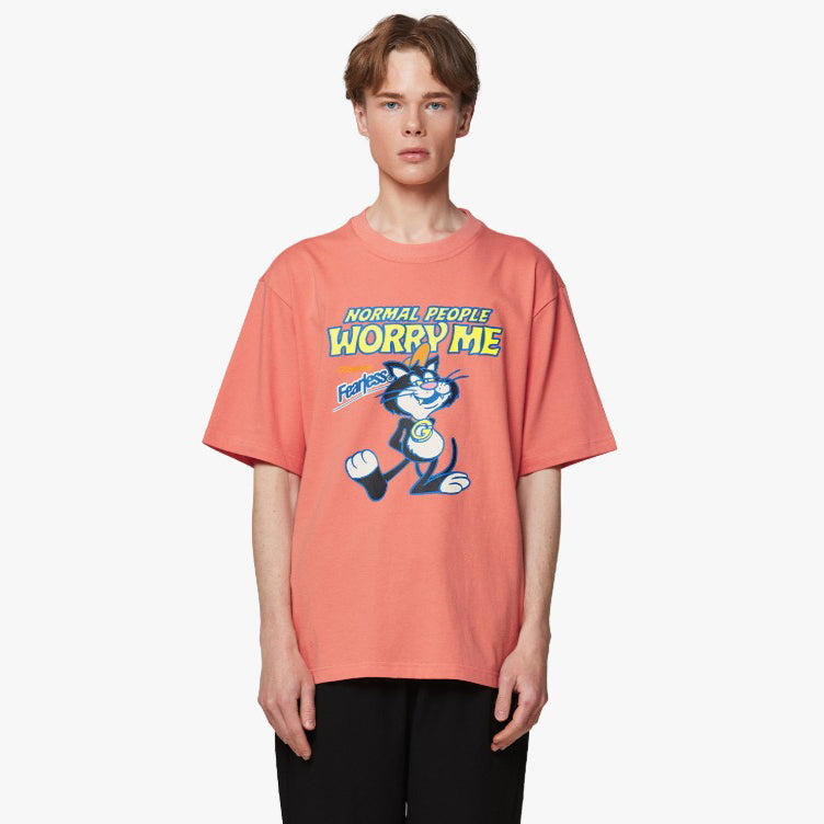 ゴールスタジオ フィアレス ビッグキャット 半袖 Tシャツ コーラルレッド