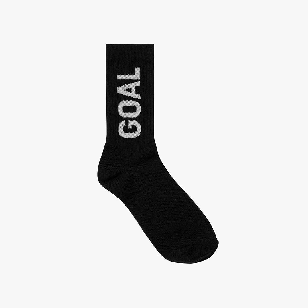 ゴールスタジオ GOAL クルー ソックス ブラック ロゴ ホワイト