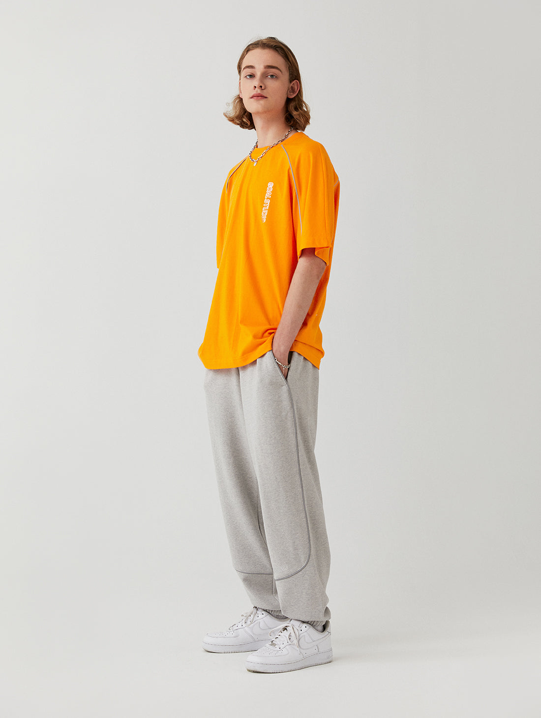 ゴールスタジオ パイピング 半袖 Tシャツ オレンジ