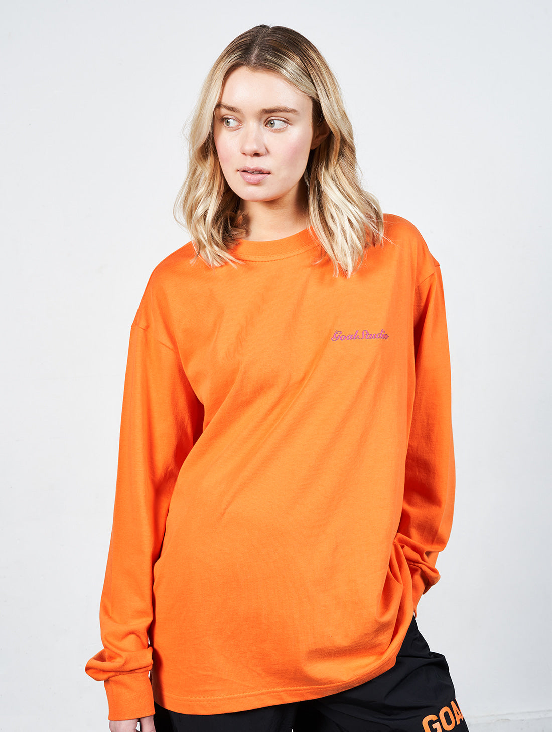 ゴールスタジオ ハートボール グラフィック ロングスリーブ Tシャツ オレンジ