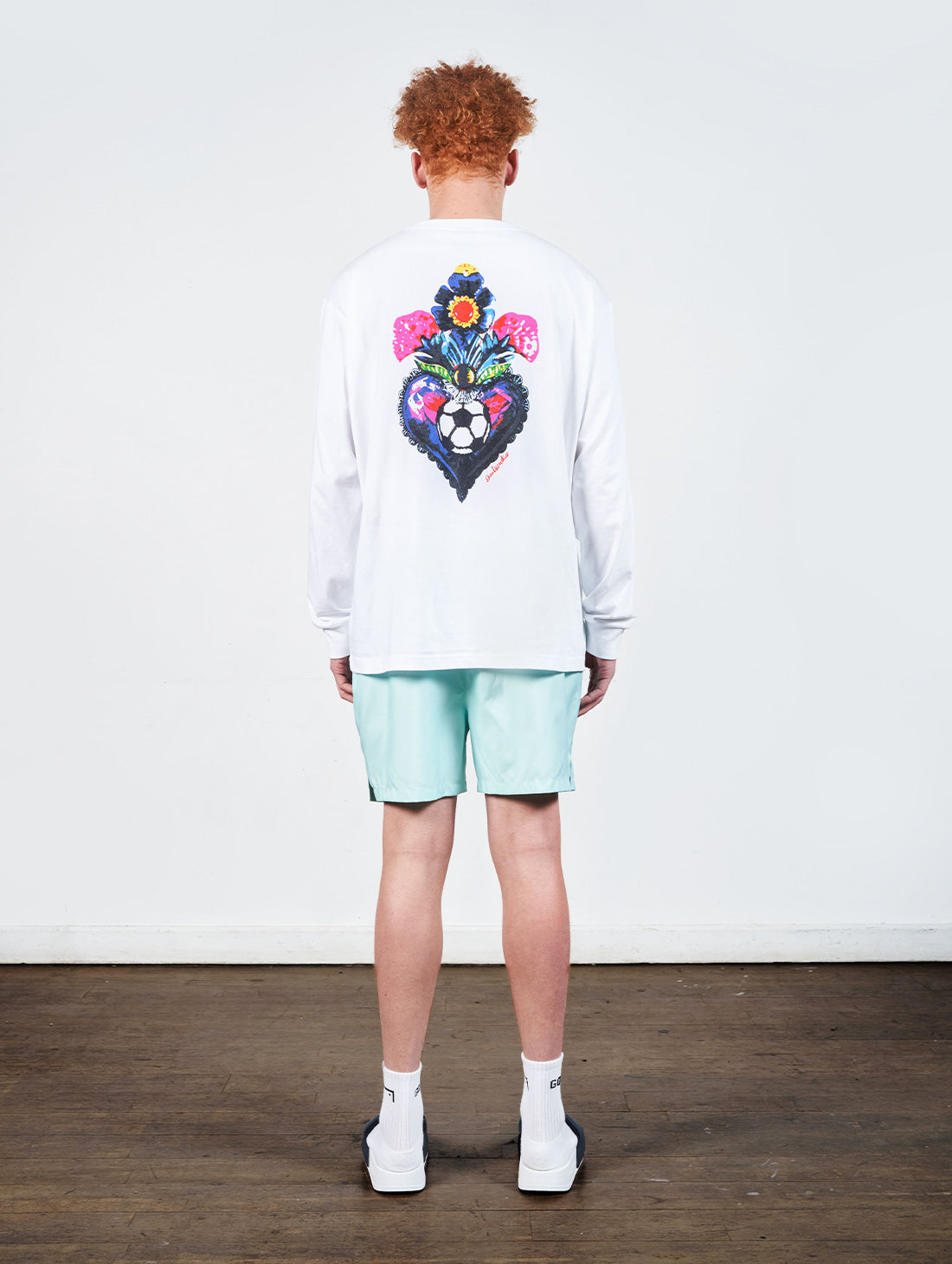 ゴールスタジオ ハートボール グラフィック ロングスリーブ Tシャツ ホワイト