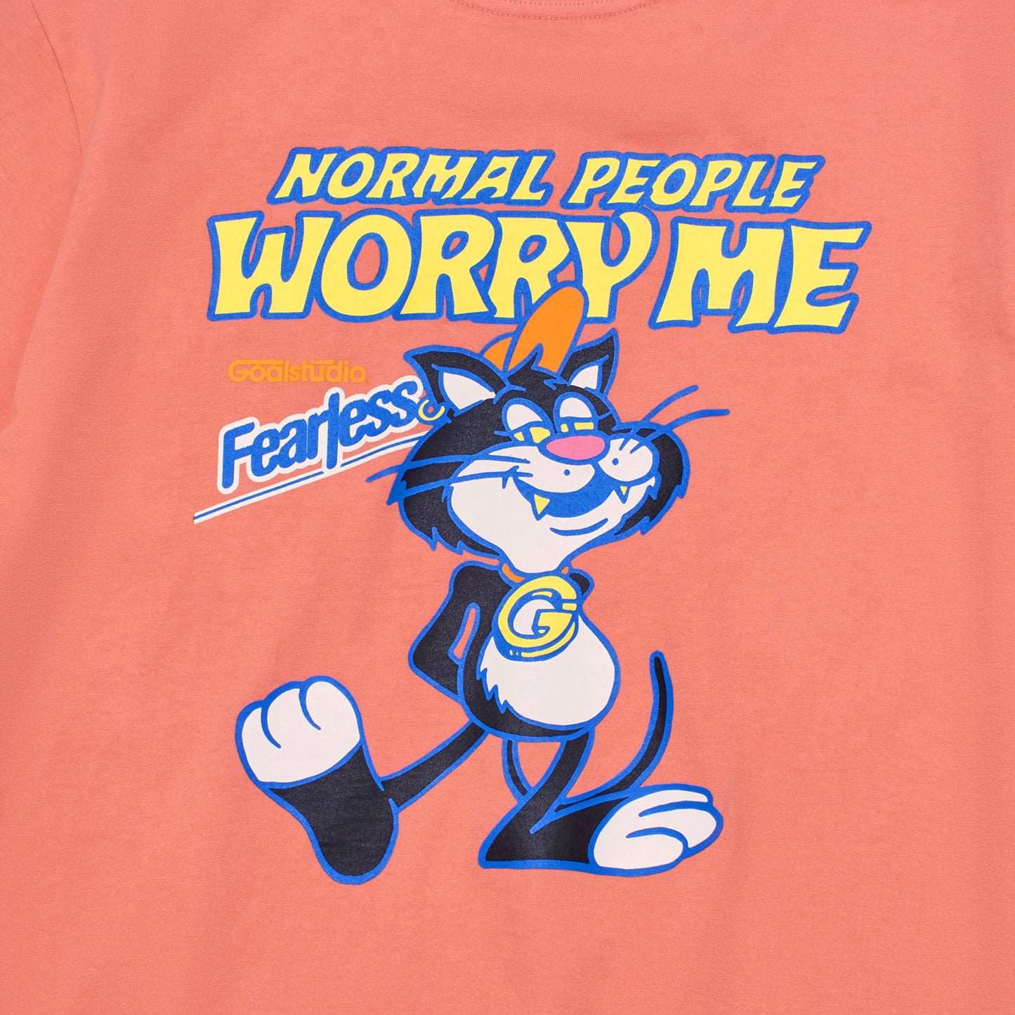 ゴールスタジオ フィアレス ビッグキャット 半袖 Tシャツ コーラルレッド