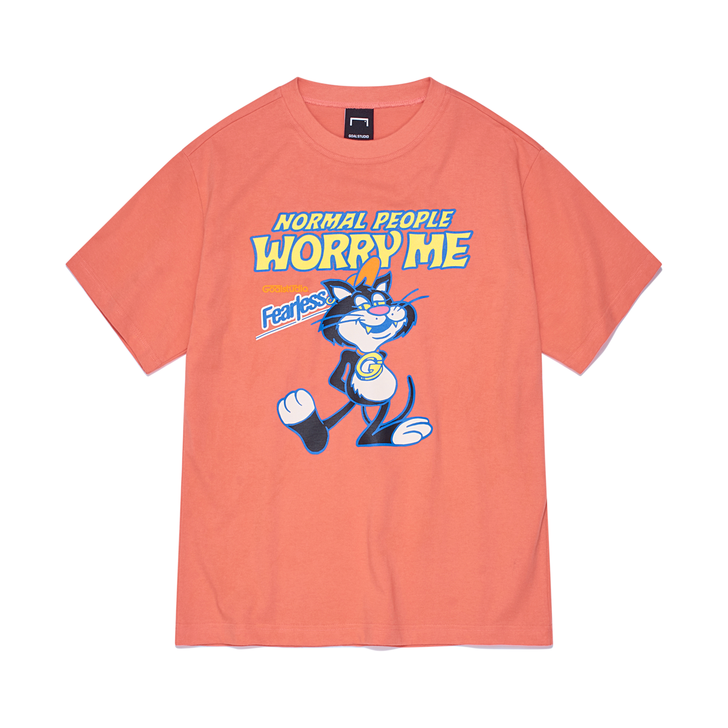 ゴールスタジオ フィアレス ビッグキャット 半袖 Tシャツ コーラルレッド