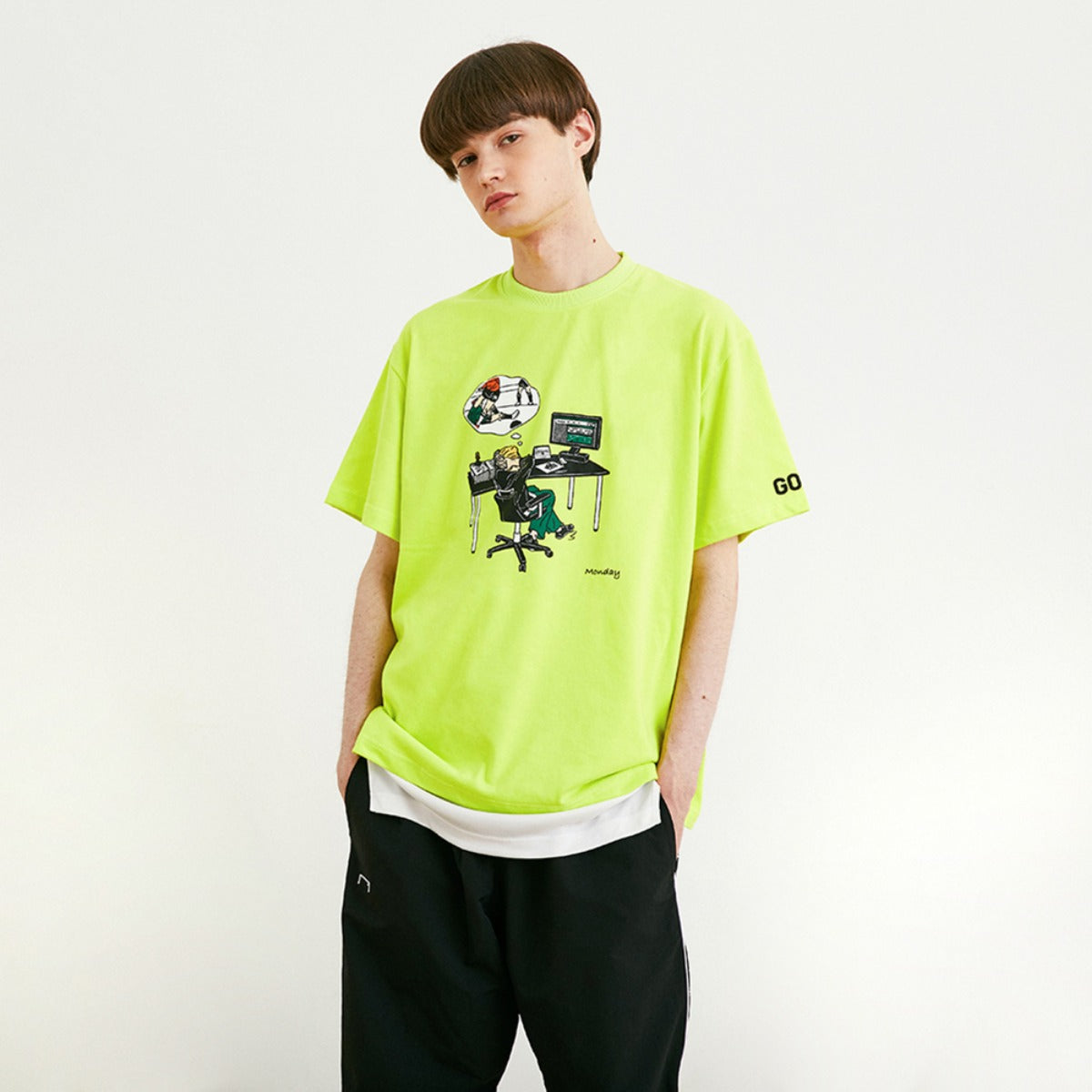 ゴールスタジオ “LIVE THE GOAL” マンデー 半袖 Tシャツ ネオンイエロー
