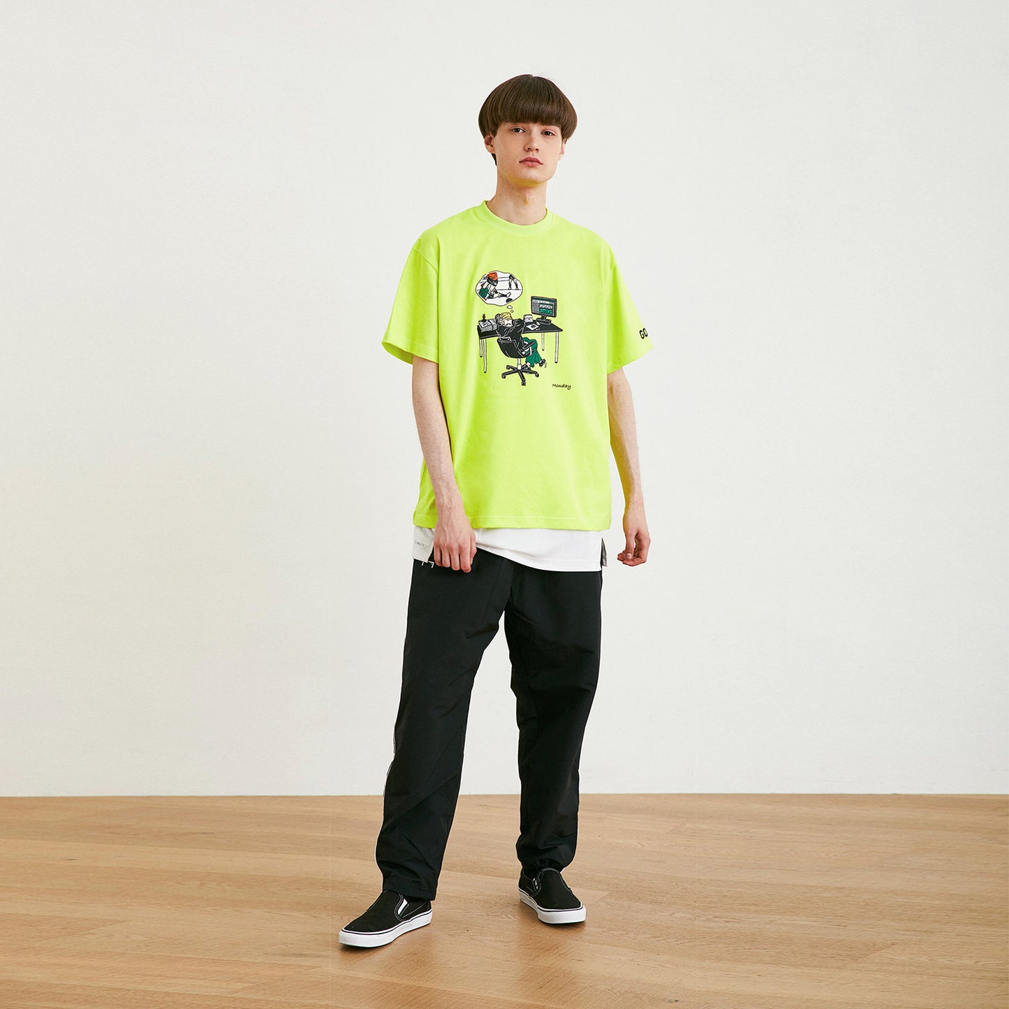 ゴールスタジオ “LIVE THE GOAL” マンデー 半袖 Tシャツ ネオンイエロー