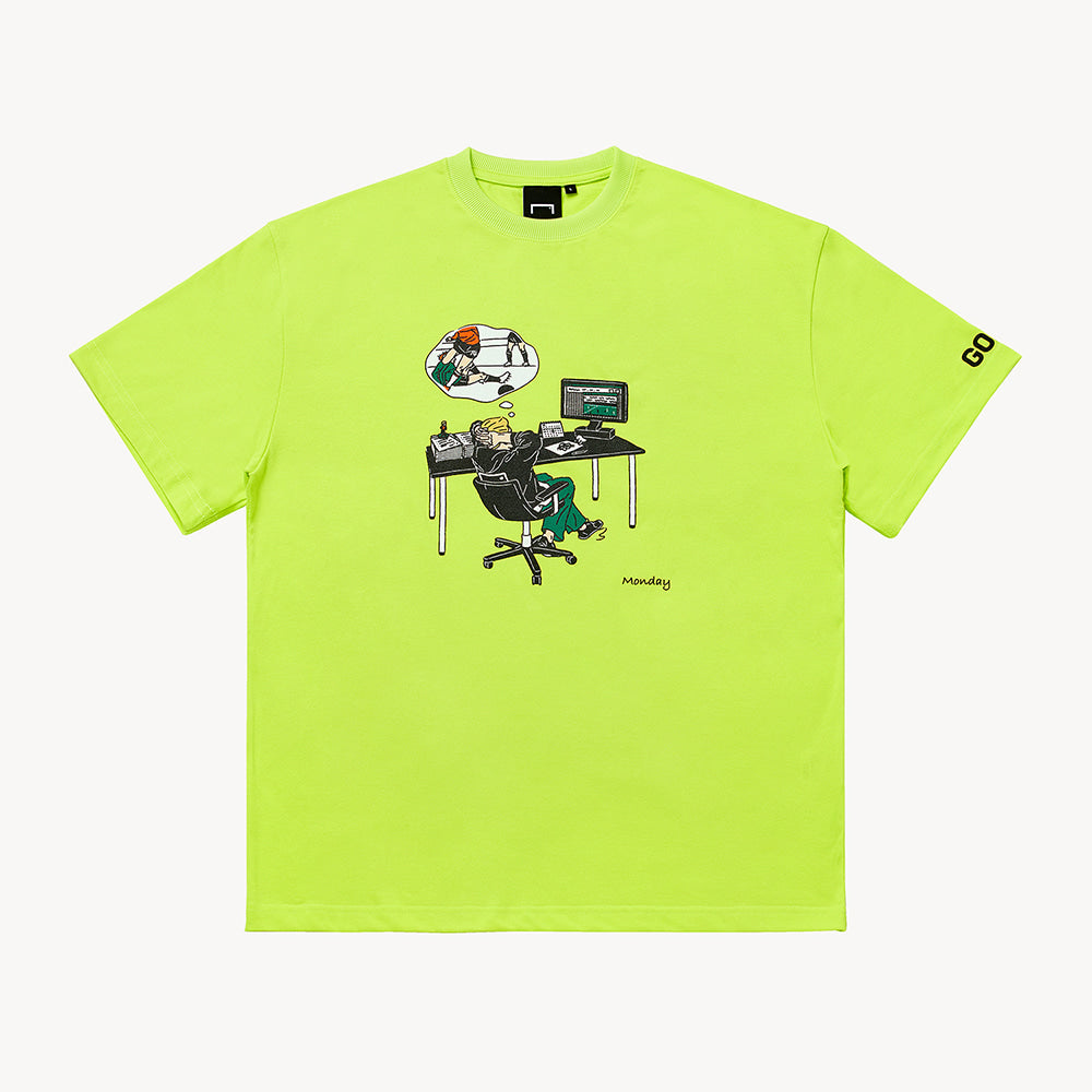 ゴールスタジオ “LIVE THE GOAL” マンデー 半袖 Tシャツ ネオンイエロー