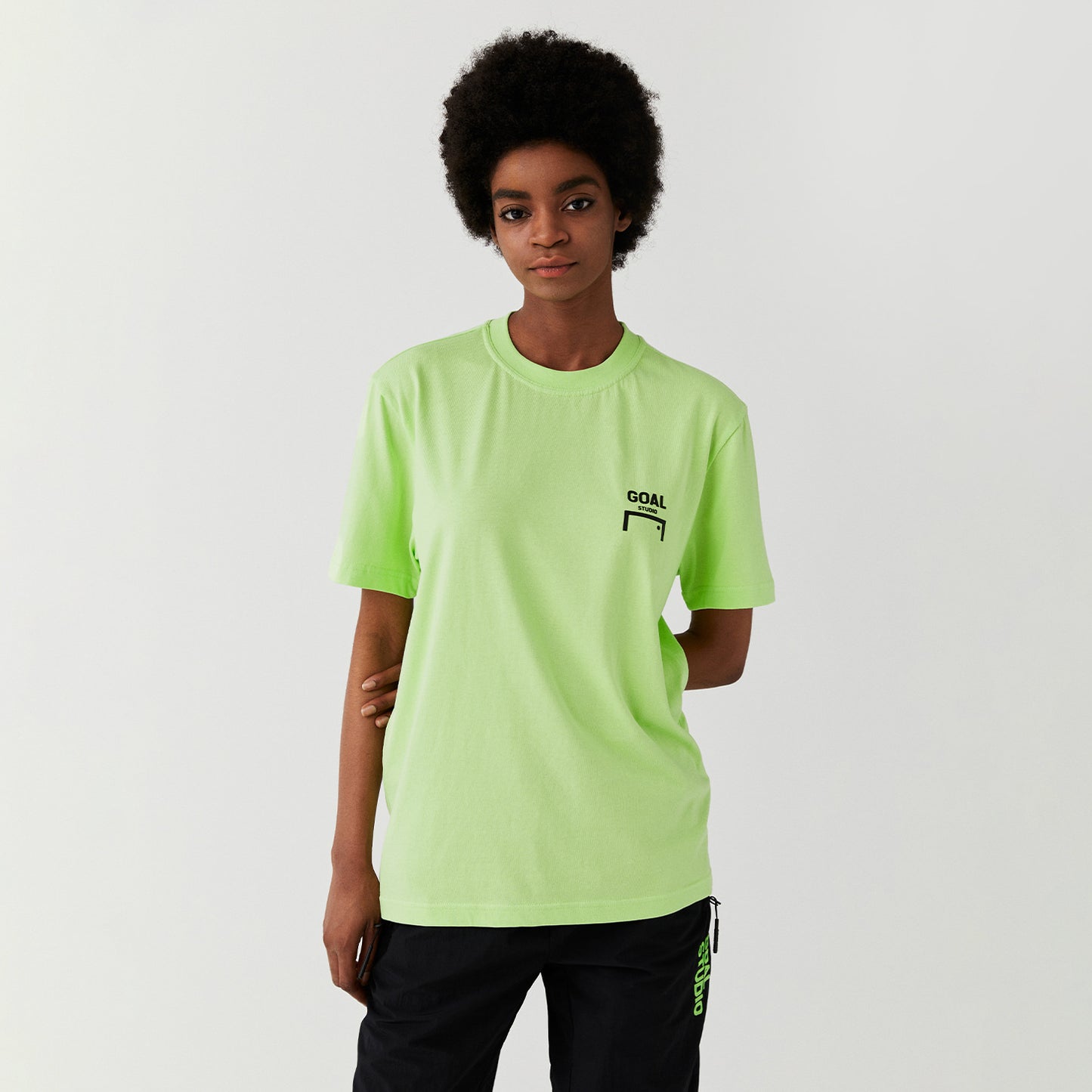 ゴールスタジオ レギュラーフィット ロゴ 半袖 Tシャツ ライム