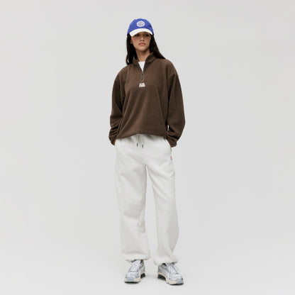 ESSENTIAL MICROFLEECE QUARTER ZIP-UP TEE - DARK BROWN