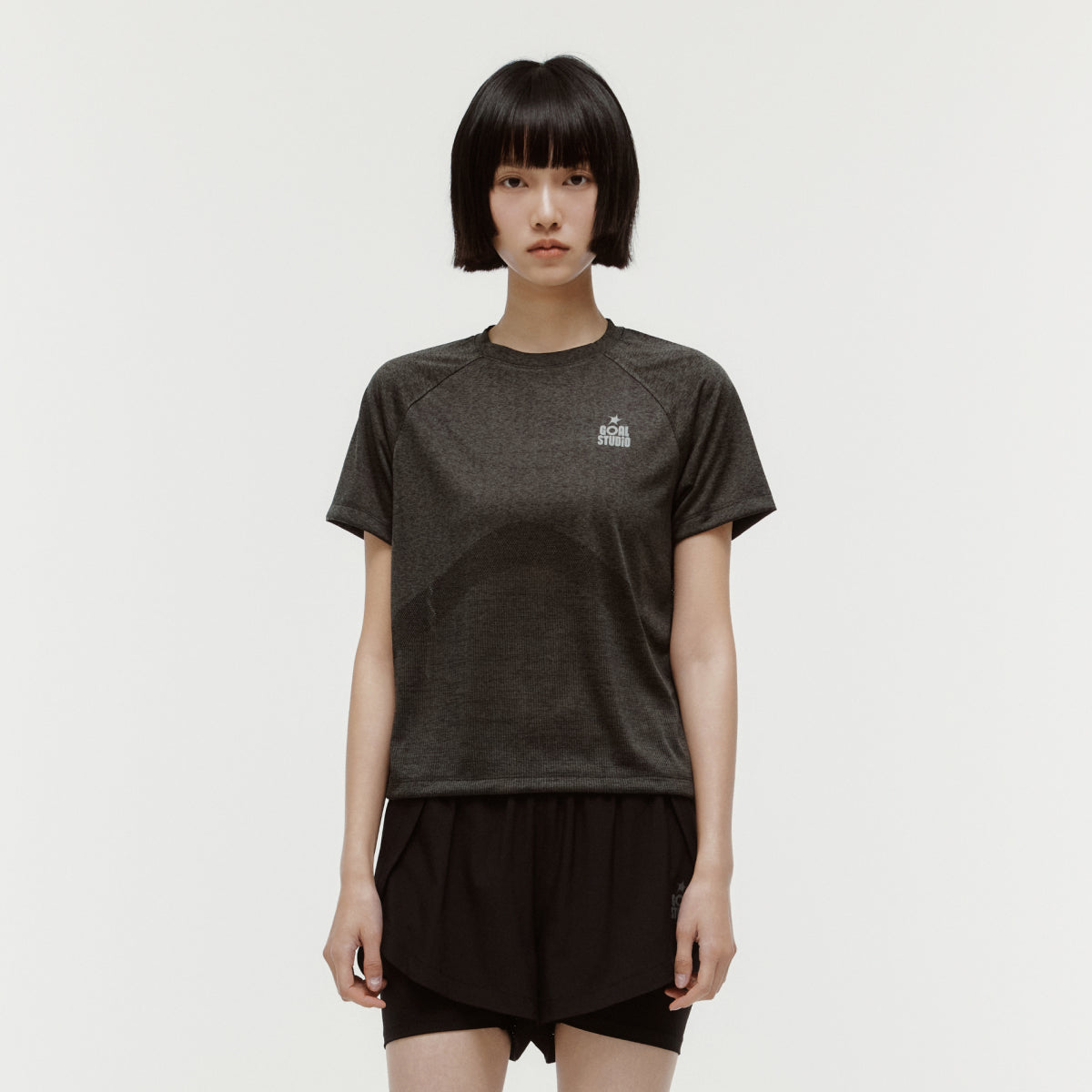 W'S JACQUARD TEE - CHARCOAL