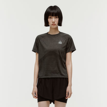 W'S JACQUARD TEE - CHARCOAL