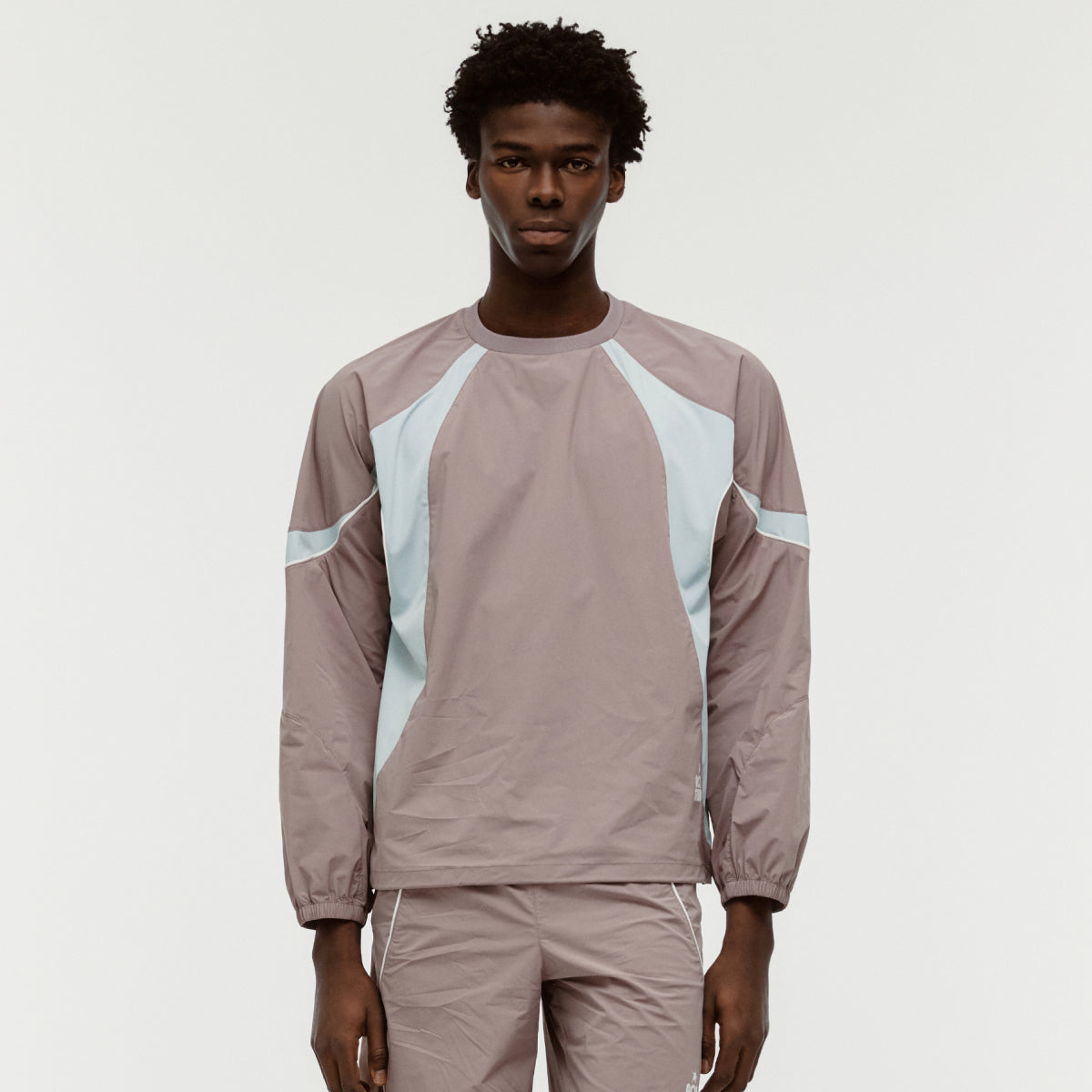 COLOR-BLOCK WOVEN PULLOVER - BROWN