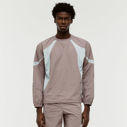 COLOR-BLOCK WOVEN PULLOVER - BROWN