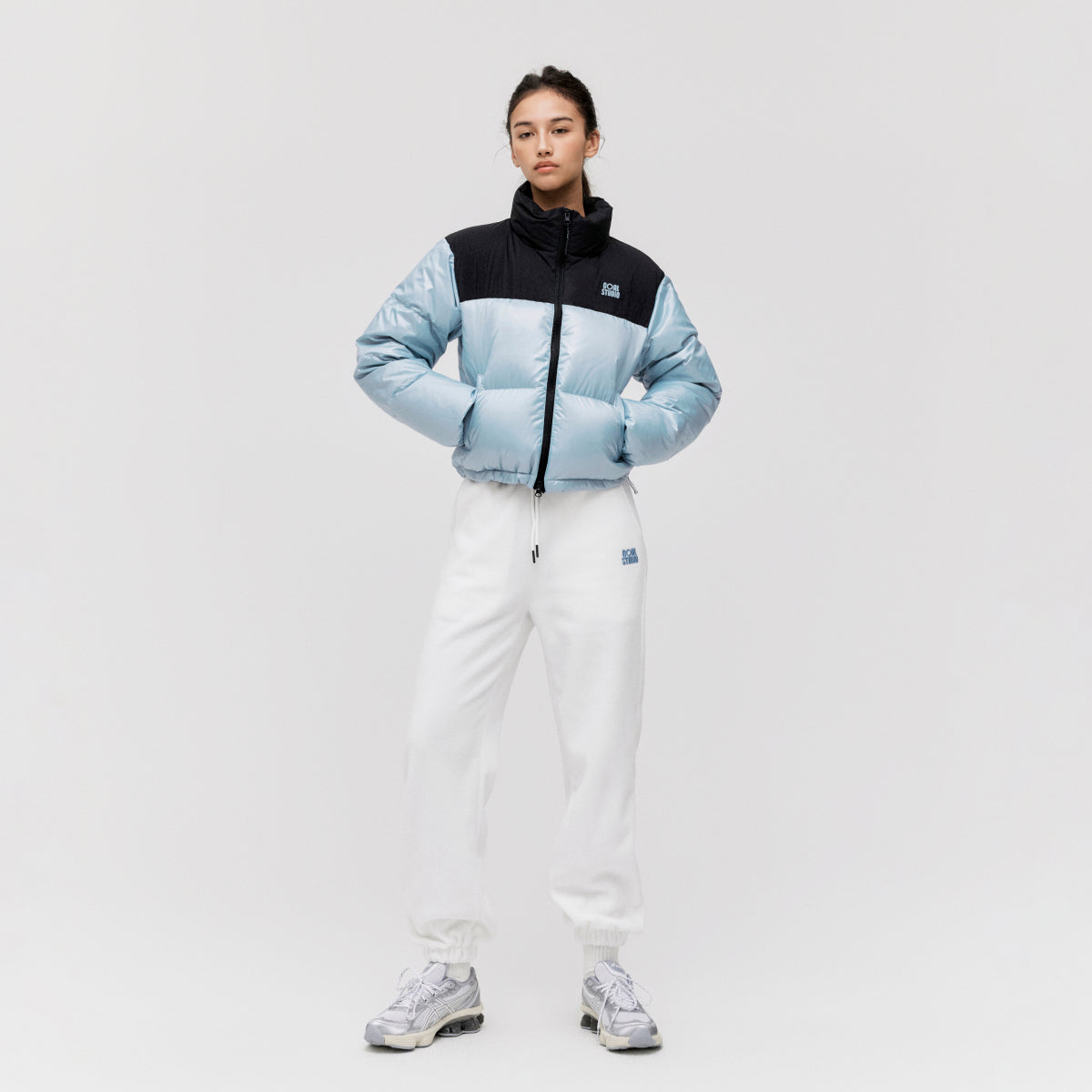 W'S CROPPED PUFFER DOWN JACKET - SKYBLUE