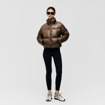 W'S CROPPED PUFFER DOWN JACKET - DARK BROWN