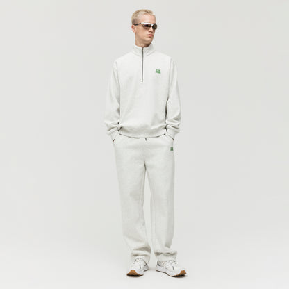 ESSENTIAL BRUSHED QUARTER ZIP-UP TEE - OATMEAL